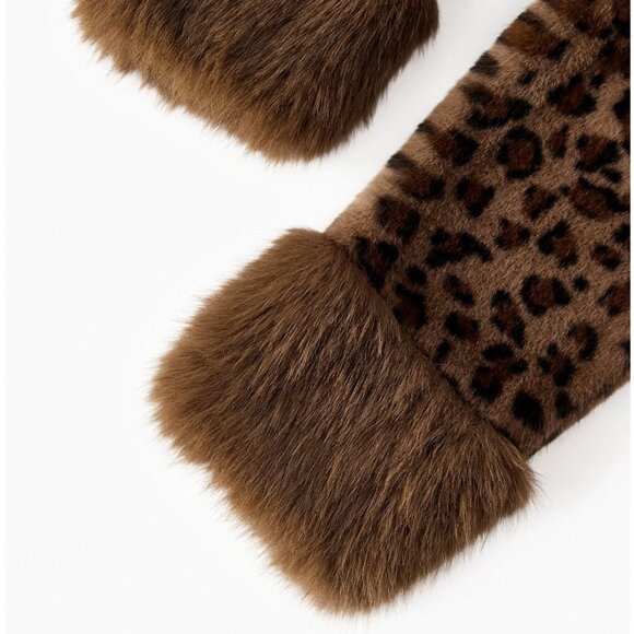 Leopard Pattern Faux Fur Belted Coat Brown - Picture 11 of 11